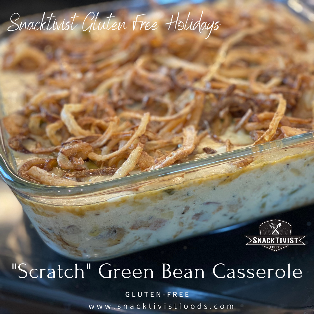 "Scratch" Green Bean Casserole with Fried Sweet Onions, Gluten-free (vegan option)